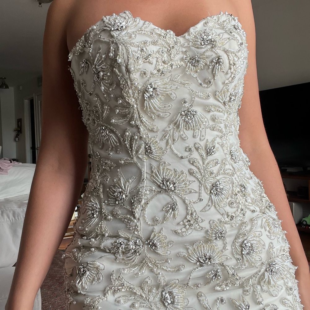 Martina Liana Strapless Ivory fully Embellished & Beaded Wedding/Cocktail Dress